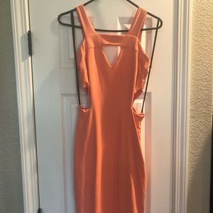 Midi cut out coral dress